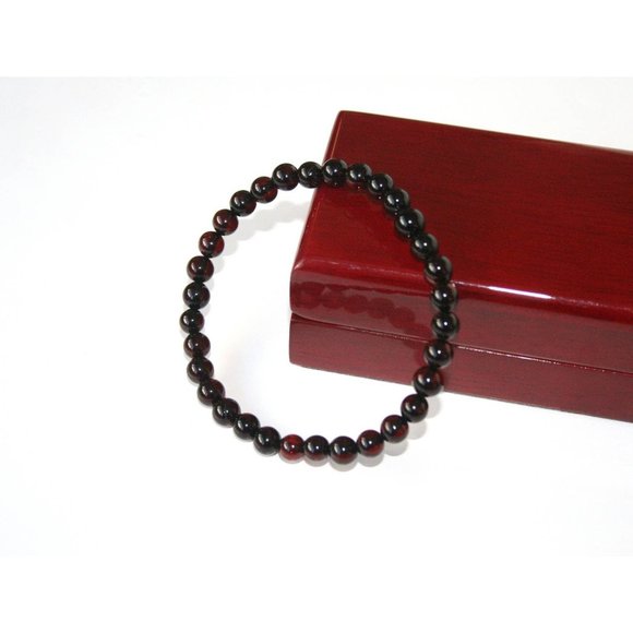 BALTIC AMBER Bracelet, 100% NATURAL Dark Cherry Amber, 7 mm Round Beads Bracelet - Picture 1 of 5